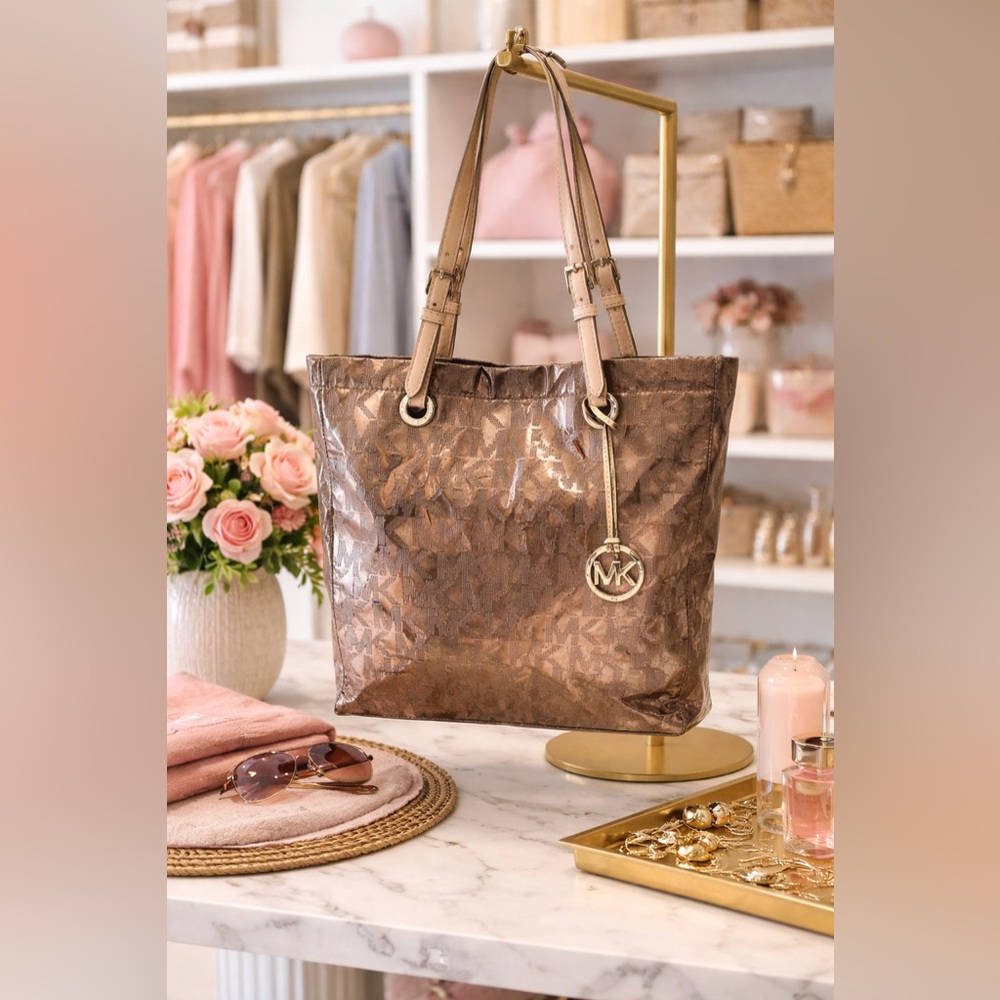 Michael Kors Large Metallic Monogram Tote